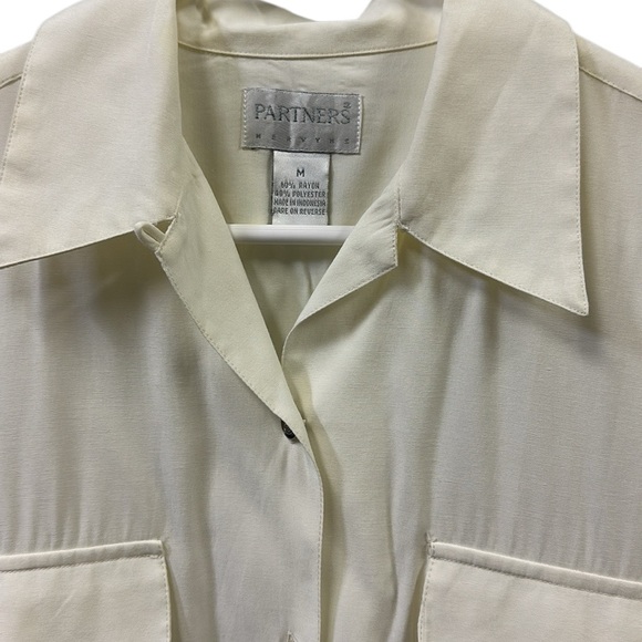 Vintage Partners by Mervyns Long Sleeve Button Up Double Flap Pocket Blouse M - Picture 6 of 11